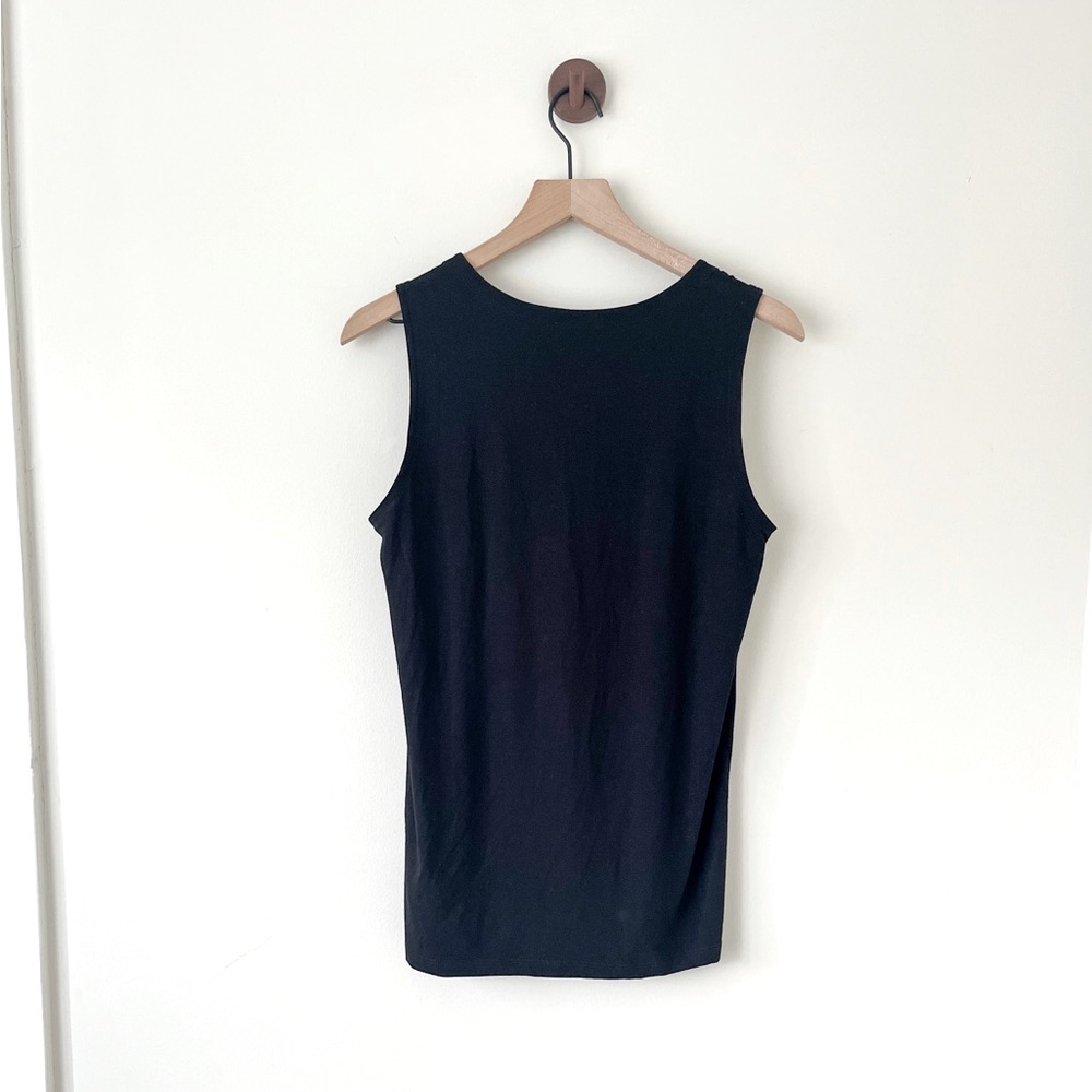 EILEEN FISHER Black Rayon Knit Sleeveless Top Stretch Shell Women’s Small - Picture 4 of 5